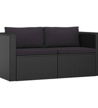 7-tlg. Garten-Lounge-Set mit Kissen Poly Rattan Schwarz