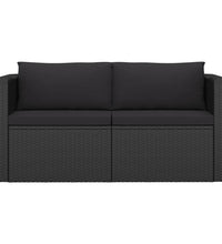 7-tlg. Garten-Lounge-Set mit Kissen Poly Rattan Schwarz