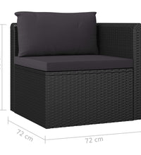 7-tlg. Garten-Lounge-Set mit Kissen Poly Rattan Schwarz