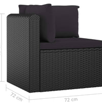 7-tlg. Garten-Lounge-Set mit Kissen Poly Rattan Schwarz