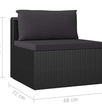 7-tlg. Garten-Lounge-Set mit Kissen Poly Rattan Schwarz