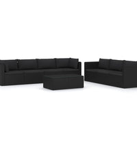 8-tlg. Garten-Lounge-Set mit Kissen Poly Rattan Schwarz