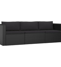 8-tlg. Garten-Lounge-Set mit Kissen Poly Rattan Schwarz