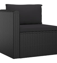 8-tlg. Garten-Lounge-Set mit Kissen Poly Rattan Schwarz