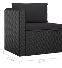 8-tlg. Garten-Lounge-Set mit Kissen Poly Rattan Schwarz