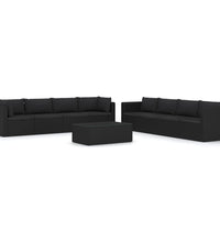 9-tlg. Garten-Lounge-Set mit Kissen Poly Rattan Schwarz