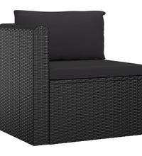 9-tlg. Garten-Lounge-Set mit Kissen Poly Rattan Schwarz