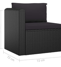 9-tlg. Garten-Lounge-Set mit Kissen Poly Rattan Schwarz