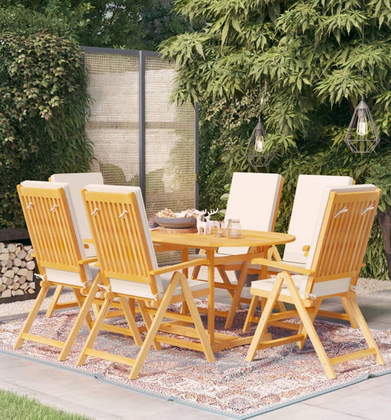 7-tlg. Garten-Essgruppe mit Kissen Massivholz Teak