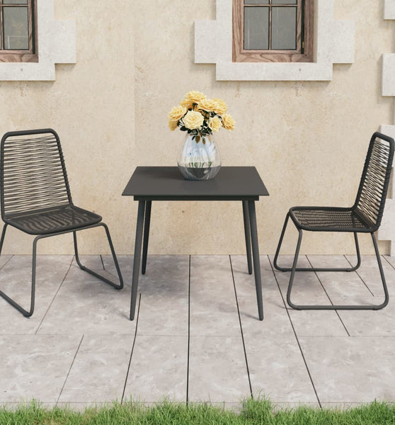 3-tlg. Garten-Essgruppe PVC Rattan Schwarz