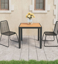 3-tlg. Garten-Essgruppe PVC Rattan Schwarz und Braun