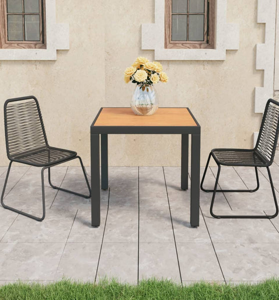 3-tlg. Garten-Essgruppe PVC Rattan Schwarz und Braun