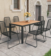 7-tlg. Garten-Essgruppe PVC Rattan Schwarz und Braun