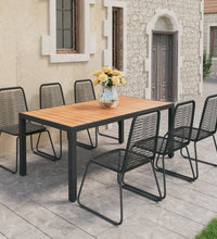 7-tlg. Garten-Essgruppe PVC Rattan Schwarz und Braun