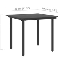 3-tlg. Garten-Essgruppe PVC Rattan Schwarz