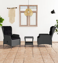 3-tlg. Garten-Lounge-Set mit Auflagen Poly Rattan Dunkelgrau