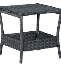 3-tlg. Garten-Lounge-Set mit Auflagen Poly Rattan Dunkelgrau