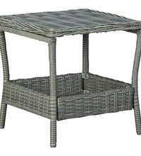 3-tlg. Garten-Lounge-Set mit Auflagen Poly Rattan Hellgrau