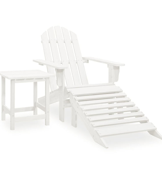 Adirondack-Gartenstuhl mit Fußstütze & Tisch Tannenholz Weiß