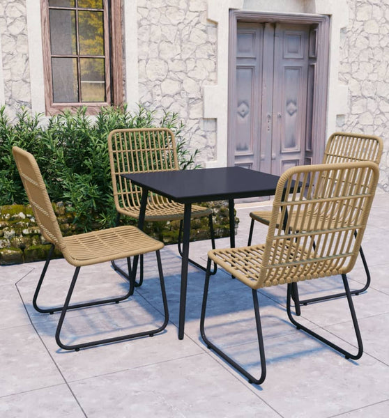 5-tlg. Garten-Essgruppe Poly Rattan und Glas