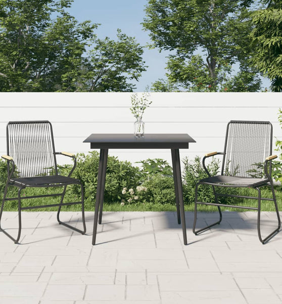 3-tlg. Garten-Essgruppe Schwarz PVC Rattan