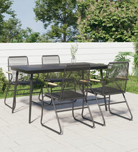 5-tlg. Garten-Essgruppe Schwarz PVC Rattan