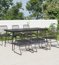 7-tlg. Garten-Essgruppe Schwarz PVC-Rattan