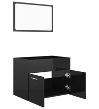 2-tlg. Badmöbel-Set Hochglanz-Schwarz Holzwerkstoff