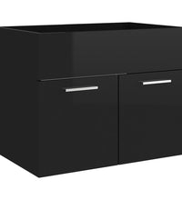 2-tlg. Badmöbel-Set Hochglanz-Schwarz Holzwerkstoff