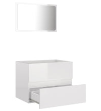 2-tlg. Badmöbel-Set Hochglanz-Weiß Holzwerkstoff