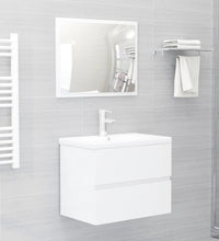 2-tlg. Badmöbel-Set Hochglanz-Weiß Holzwerkstoff