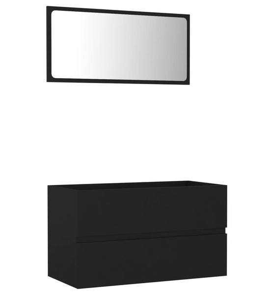 2-tlg. Badmöbel-Set Schwarz Holzwerkstoff