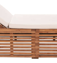 Sonnenliege mit Creme Kissen Teak Massivholz