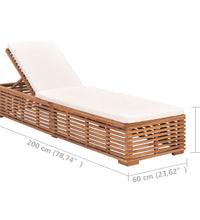 Sonnenliege mit Creme Kissen Teak Massivholz