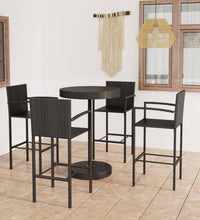 5-tlg. Gartenbar-Set Poly Rattan Schwarz