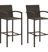 3-tlg. Garten-Bar-Set mit Armlehnen Poly Rattan Braun