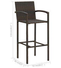 3-tlg. Garten-Bar-Set mit Armlehnen Poly Rattan Braun