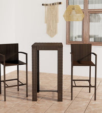 3-tlg. Garten-Bar-Set mit Armlehnen Poly Rattan Braun