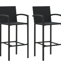 3-tlg. Garten-Bar-Set mit Armlehnen Poly Rattan Schwarz