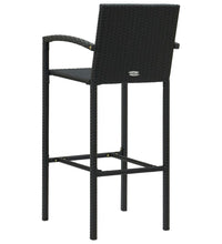 3-tlg. Garten-Bar-Set mit Armlehnen Poly Rattan Schwarz