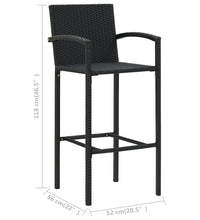 3-tlg. Garten-Bar-Set mit Armlehnen Poly Rattan Schwarz