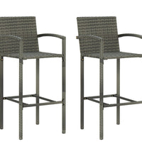 3-tlg. Garten-Bar-Set mit Armlehnen Poly Rattan Grau