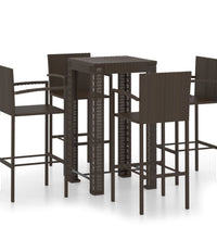 5-tlg. Garten-Bar-Set mit Armlehnen Poly Rattan Braun