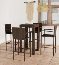 5-tlg. Garten-Bar-Set mit Armlehnen Poly Rattan Braun