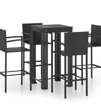 5-tlg. Garten-Bar-Set mit Armlehnen Poly Rattan Schwarz