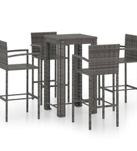 5-tlg. Garten-Bar-Set mit Armlehnen Poly Rattan Grau