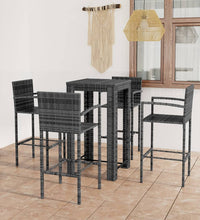 5-tlg. Garten-Bar-Set mit Armlehnen Poly Rattan Grau