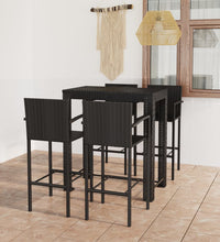 5-tlg. Garten-Bar-Set mit Armlehnen Poly Rattan Schwarz