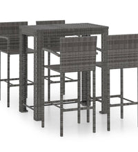 5-tlg. Garten-Bar-Set mit Armlehnen Poly Rattan Grau