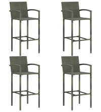 5-tlg. Garten-Bar-Set mit Armlehnen Poly Rattan Grau